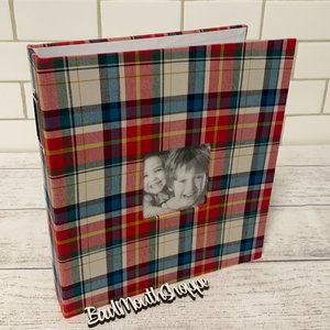 The Paper Studio Red Blue Christmas Plaid Scrapbook Notebook Binder